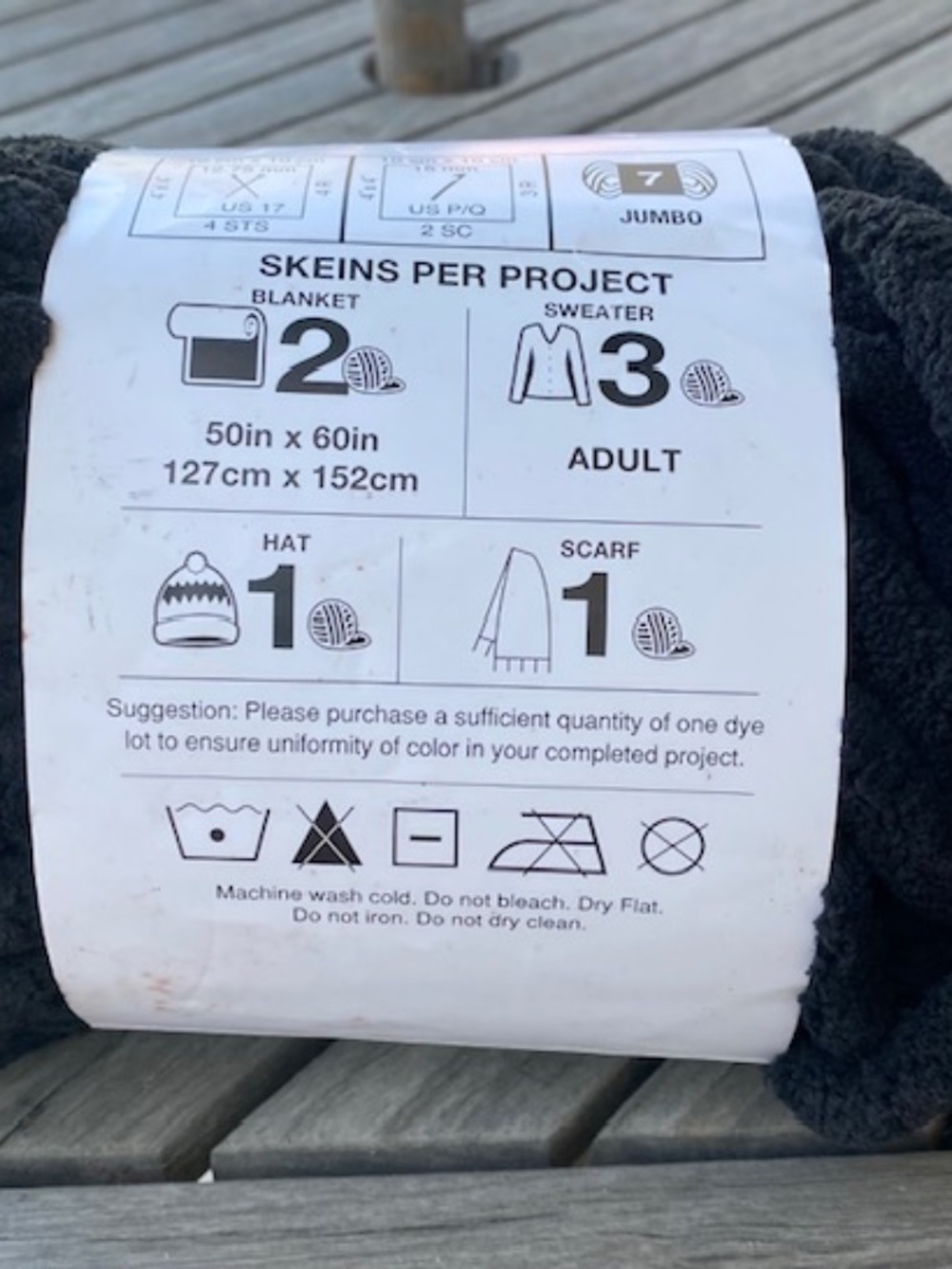 Big Twist Plush Jumbo Black Yarn, 36 yd, 10.58 oz - Picture 3 of 6